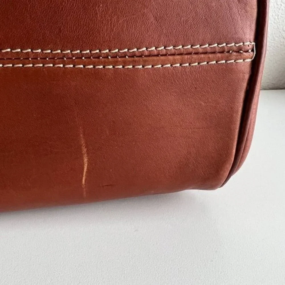 Vintage i Borsai Iborsai Chestnut Brown Leather Shoulder Bag Italy Long Straps - Picture 11 of 12